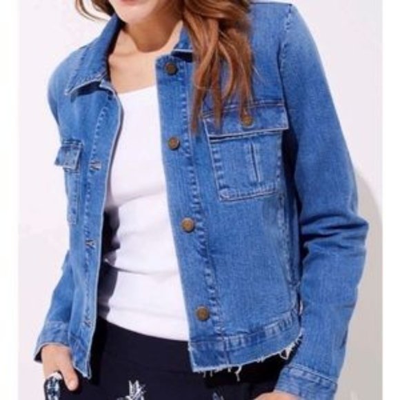 LOFT Jackets & Blazers - LOFT Made and Loved Raw Edge Hem Jean Jacket O71